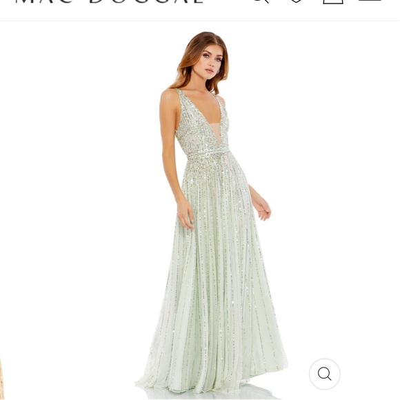 Mac Duggal Illusion Plunge Neck Sequin Gown Dress